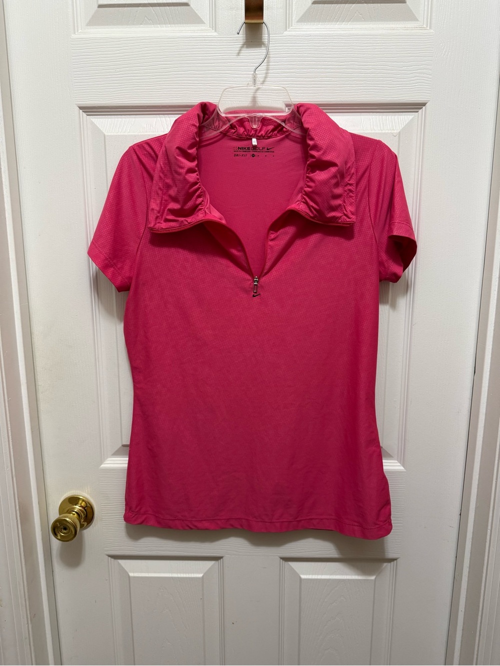 Nike Pink Short-Sleeve Zip Performance Top